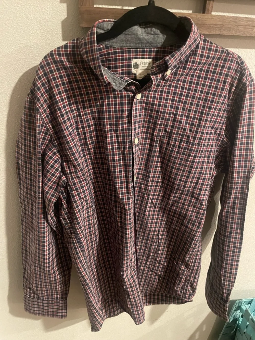 J. Crew Men’s Red & Blue Plaid Button-Down Shirt Size Small